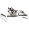 Miniatyrbilde 4 av 9: vidaXL Hundeseng hvit 105,5x75,5x28 cm heltre furu