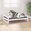 Miniatyrbilde 9 av 9: vidaXL Hundeseng hvit 105,5x75,5x28 cm heltre furu