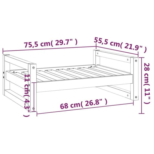 vidaXL Hundbädd vit 75,5x55,5x28 massiv furu