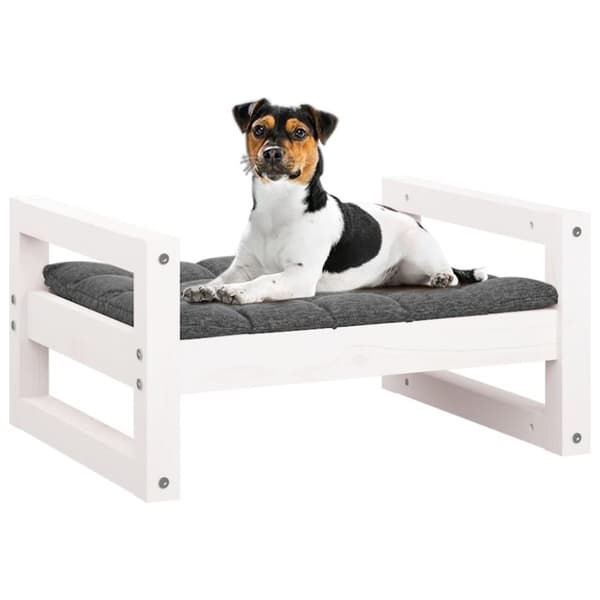 vidaXL Hundeseng hvit 55,5x45,5x28 cm heltre furu