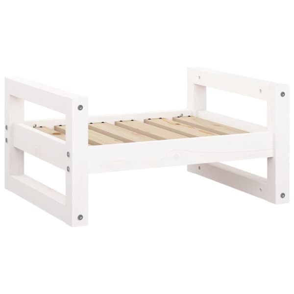 vidaXL Hundeseng hvit 55,5x45,5x28 cm heltre furu