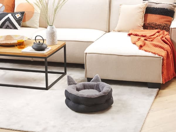 Dyreseng Grå Polyester 45 x 45 cm Fuskepels Hund Stue Soverom