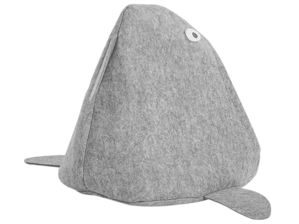 Hundeseng Grå Filt Rund Hai Igloo-seng til hund eller katt