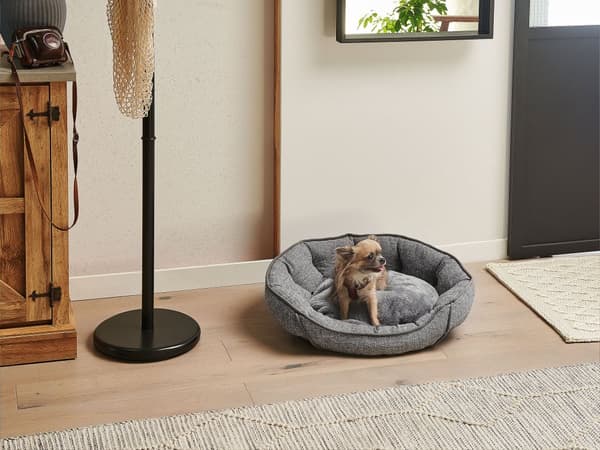 Dyreseng Grå Lin Rund Hundeseng Katteseng Stue Soverom Boho-stil Skandinavisk Stil