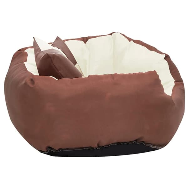 vidaXL hundepude 65x50x20 cm vendbar og vaskbar brun og cremefarvet