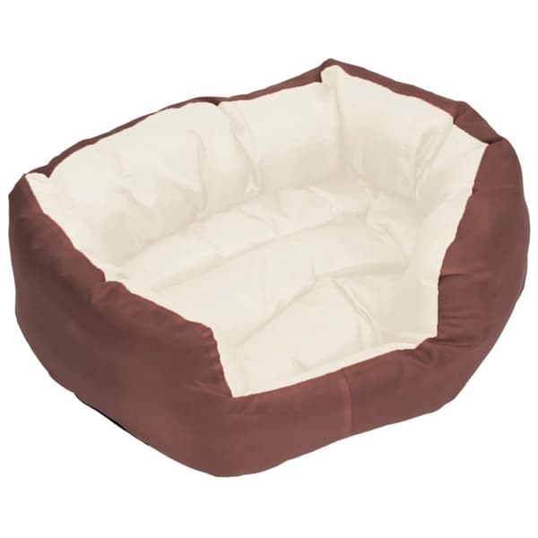 vidaXL hundepude 65x50x20 cm vendbar og vaskbar brun og cremefarvet