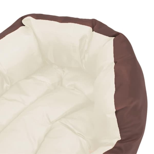 vidaXL hundepude 65x50x20 cm vendbar og vaskbar brun og cremefarvet