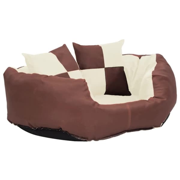 vidaXL hundepude 65x50x20 cm vendbar og vaskbar brun og cremefarvet
