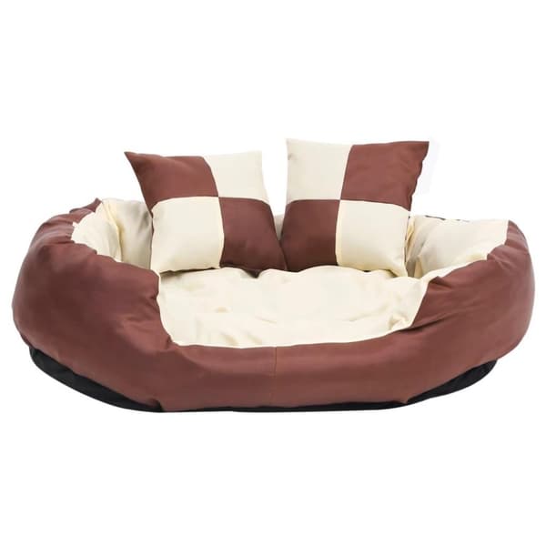 vidaXL hundepude 85x70x20 cm vendbar og vaskbar brun og cremefarvet