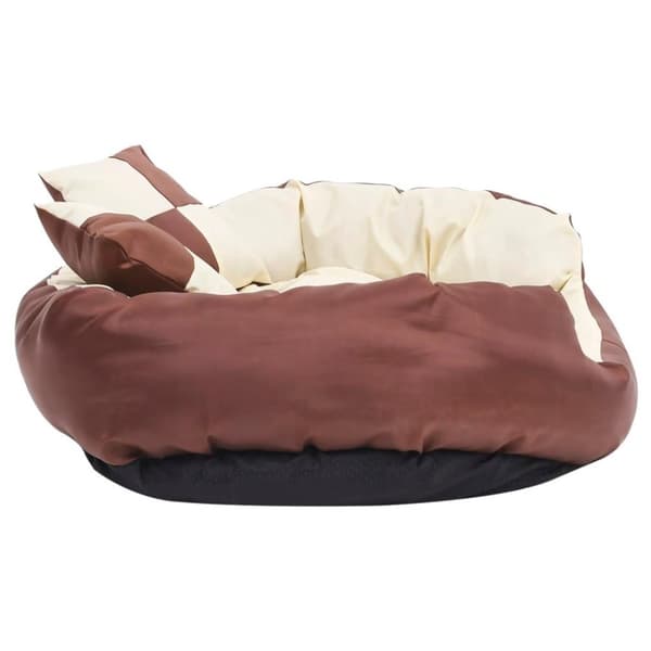 vidaXL hundepude 85x70x20 cm vendbar og vaskbar brun og cremefarvet
