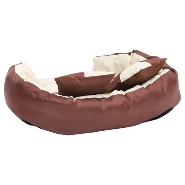 vidaXL hundepude 85x70x20 cm vendbar og vaskbar brun og cremefarvet