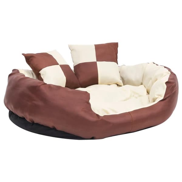 vidaXL hundepude 85x70x20 cm vendbar og vaskbar brun og cremefarvet