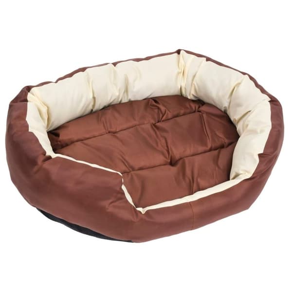 vidaXL hundepude 85x70x20 cm vendbar og vaskbar brun og cremefarvet