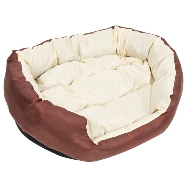 vidaXL hundepude 85x70x20 cm vendbar og vaskbar brun og cremefarvet