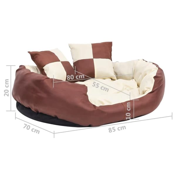vidaXL hundepude 85x70x20 cm vendbar og vaskbar brun og cremefarvet