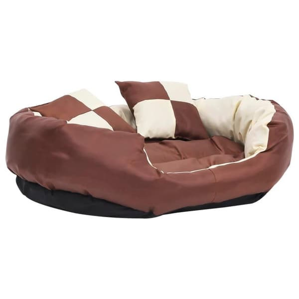 vidaXL hundepude 85x70x20 cm vendbar og vaskbar brun og cremefarvet