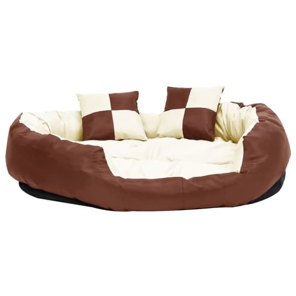 vidaXL hundepude 110x80x23 cm vendbar og vaskbar brun og cremefarvet