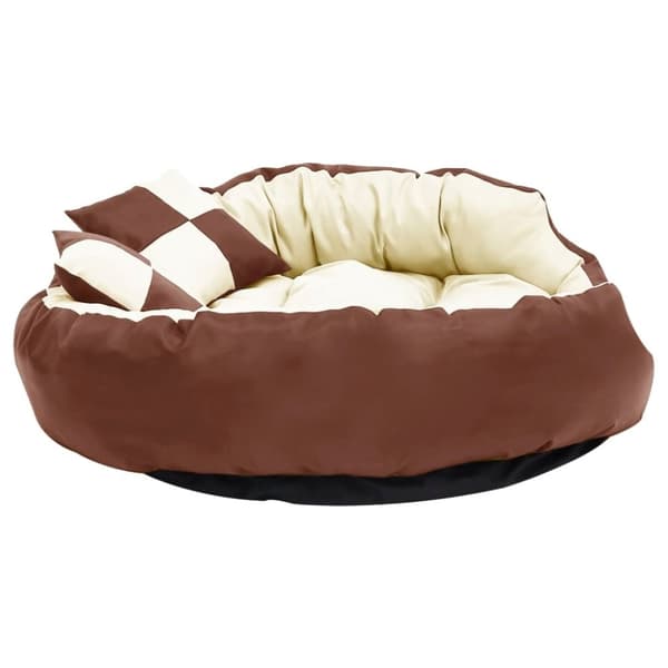 vidaXL hundepude 110x80x23 cm vendbar og vaskbar brun og cremefarvet