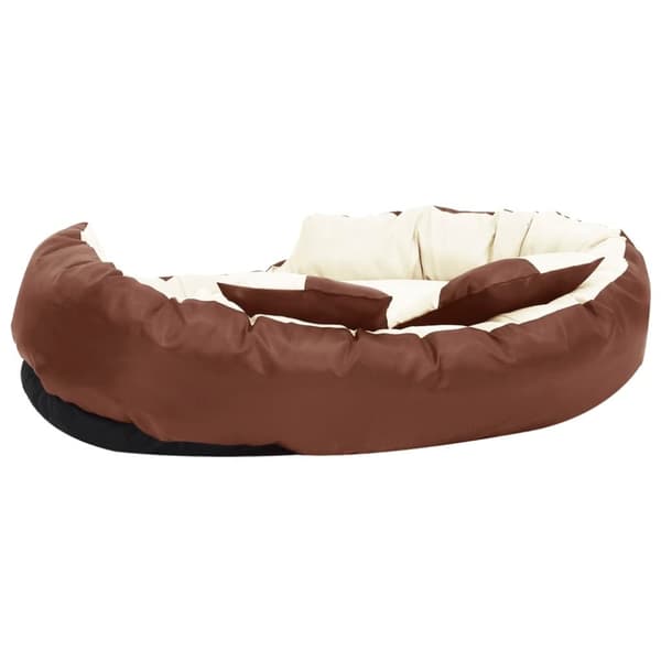 vidaXL hundepude 110x80x23 cm vendbar og vaskbar brun og cremefarvet