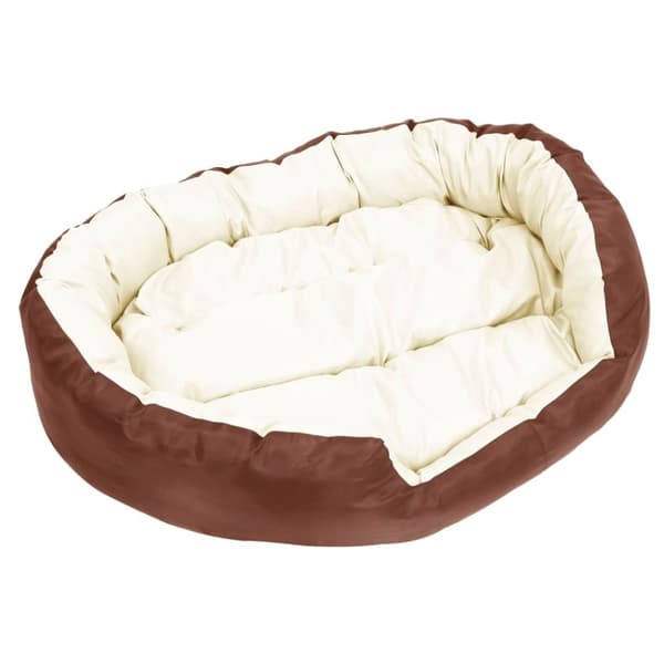 vidaXL hundepude 110x80x23 cm vendbar og vaskbar brun og cremefarvet
