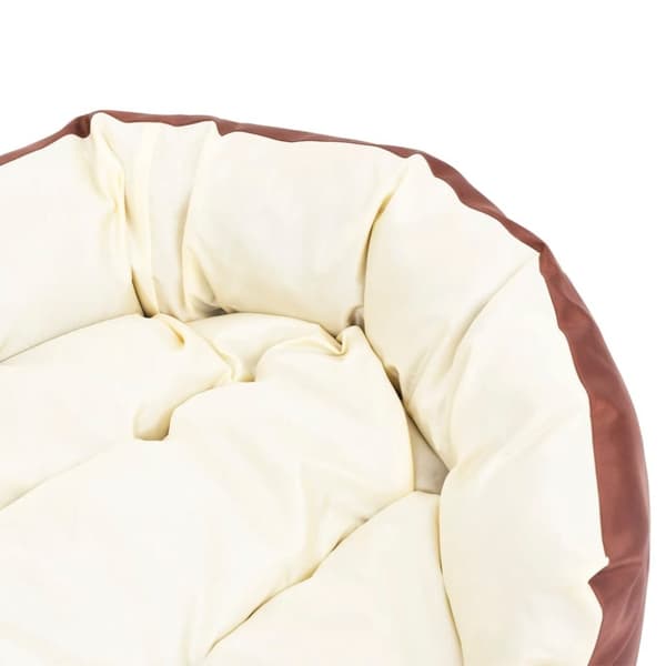 vidaXL hundepude 110x80x23 cm vendbar og vaskbar brun og cremefarvet