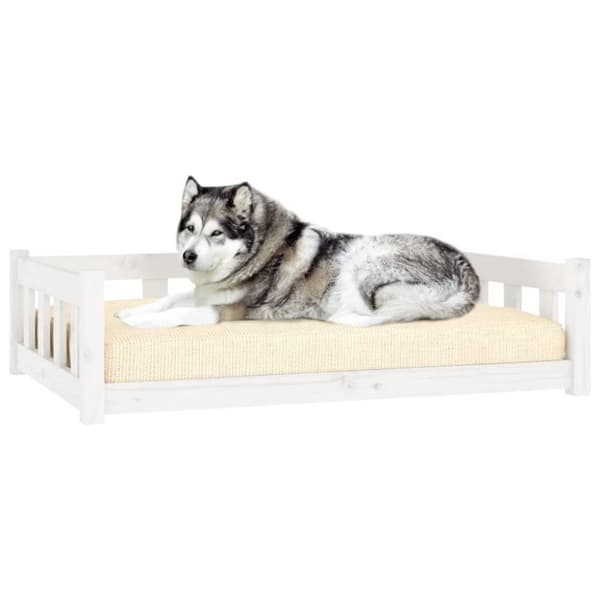 vidaXL hundeseng 105,5x75,5x28 cm massivt fyrretræ hvid