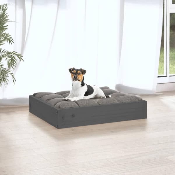 vidaXL hundeseng 51,5x44x9 cm massivt fyrretræ grå