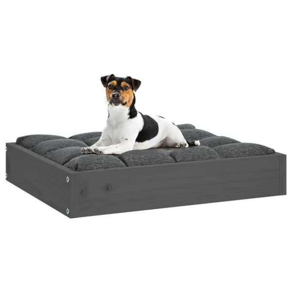 vidaXL hundeseng 51,5x44x9 cm massivt fyrretræ grå