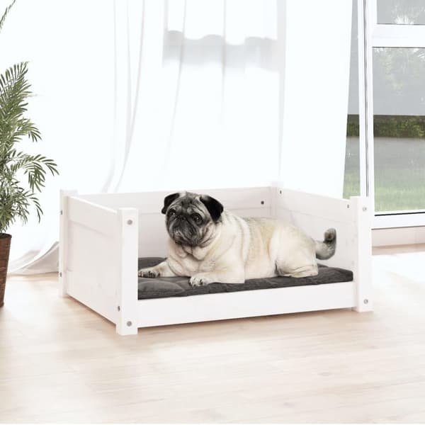 vidaXL hundeseng 65,5x50,5x28 cm massivt fyrretræ hvid