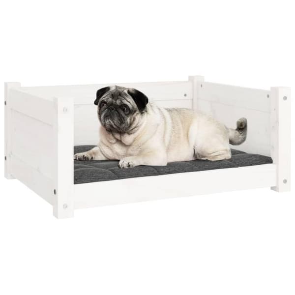 vidaXL hundeseng 65,5x50,5x28 cm massivt fyrretræ hvid