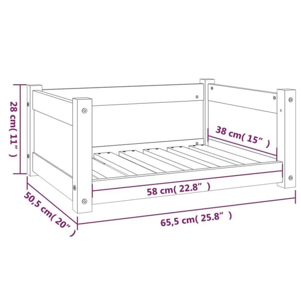 vidaXL hundeseng 65,5x50,5x28 cm massivt fyrretræ gyldenbrun