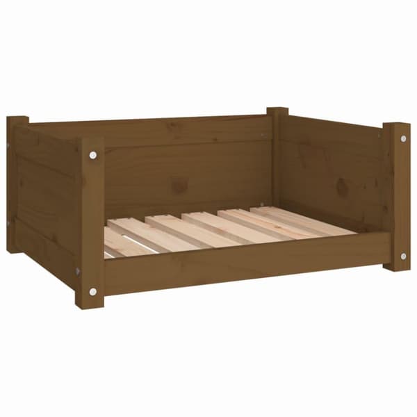 vidaXL hundeseng 65,5x50,5x28 cm massivt fyrretræ gyldenbrun
