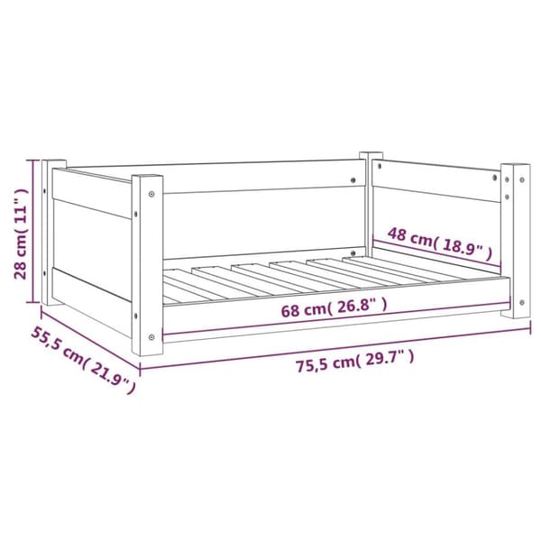 vidaXL Koiransänky valkoinen 75,5x55,5x28 cm täysi mänty