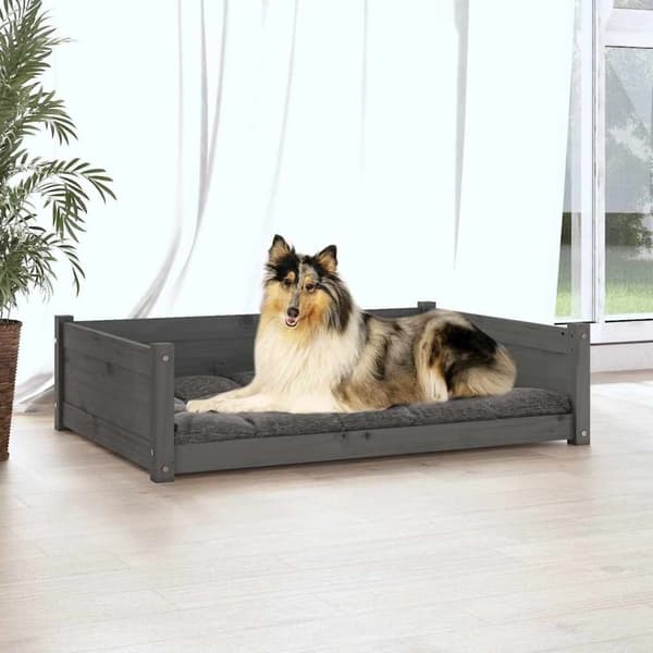 vidaXL Koiransänky harmaa 95,5x65,5x28 cm täysi mänty