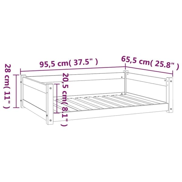 vidaXL Koiransänky harmaa 95,5x65,5x28 cm täysi mänty