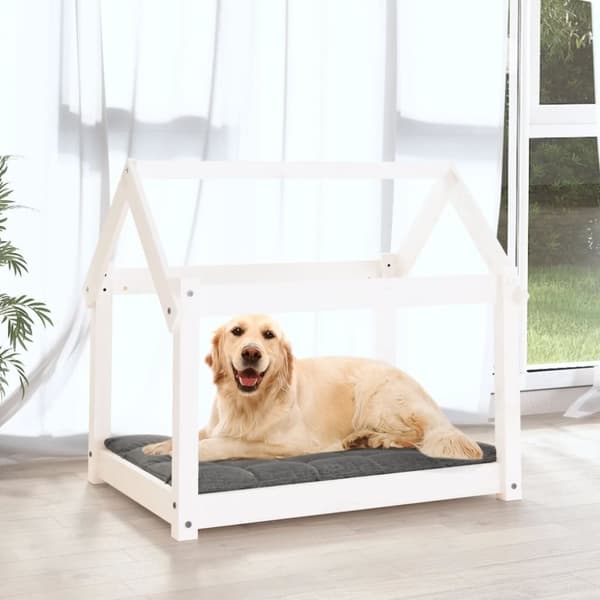 vidaXL Hundeseng hvit 81x60x70 cm heltre furu