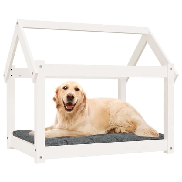 vidaXL Hundeseng hvit 81x60x70 cm heltre furu