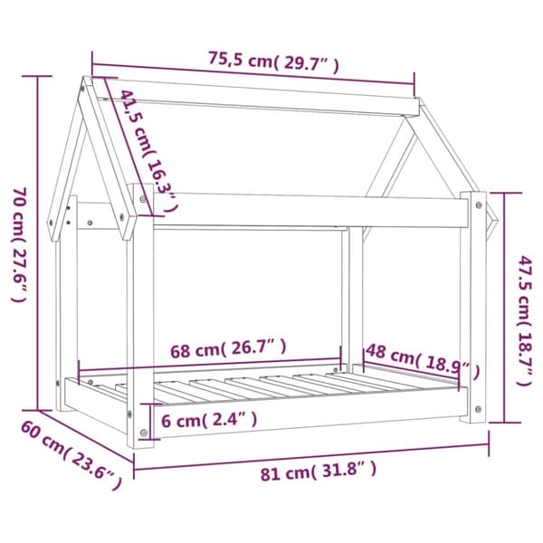 vidaXL Hundeseng hvit 81x60x70 cm heltre furu