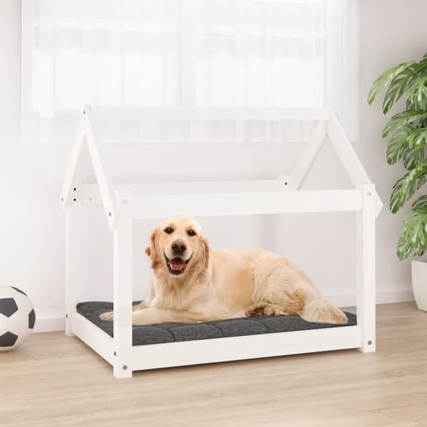 vidaXL Hundeseng hvit 81x60x70 cm heltre furu