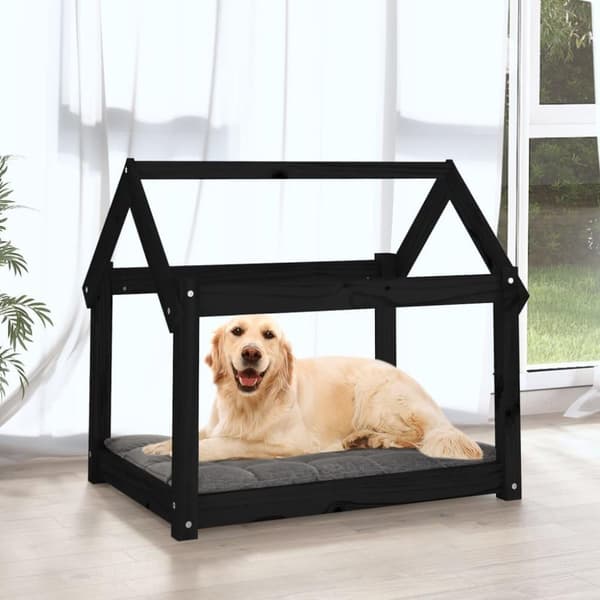 vidaXL Hundbädd svart 81x60x70 cm massiv furu