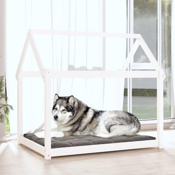 vidaXL Hundbädd vit 111x80x100 cm massiv furu
