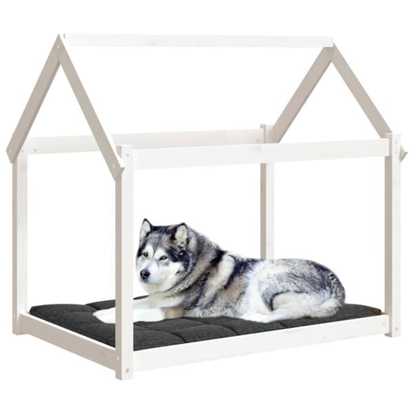 vidaXL Hundbädd vit 111x80x100 cm massiv furu