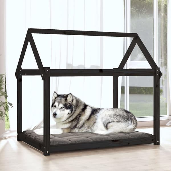 vidaXL Hundbädd svart 111x80x100 cm massiv furu