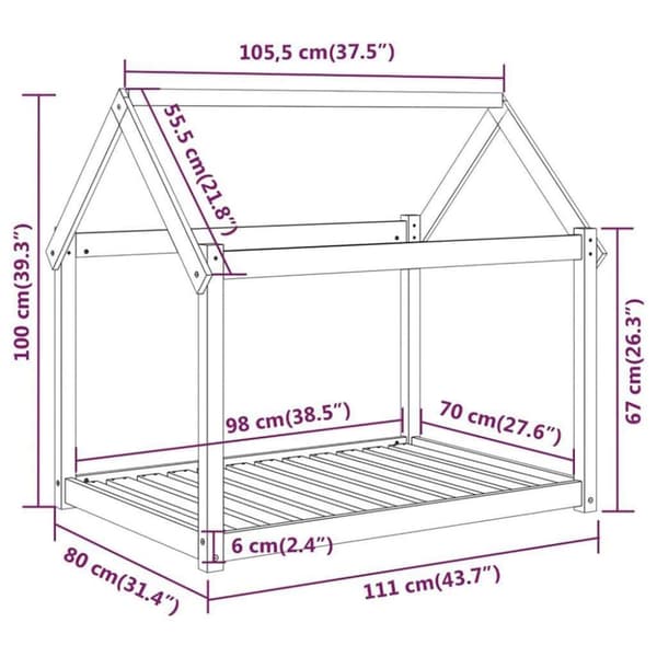 vidaXL Hundbädd svart 111x80x100 cm massiv furu