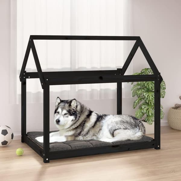 vidaXL Hundbädd svart 111x80x100 cm massiv furu