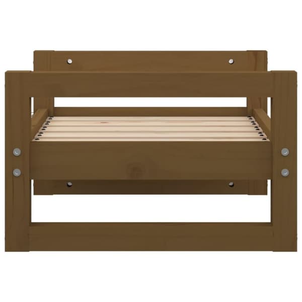 vidaXL hundeseng 55,5x45,5x28 cm massivt fyrretræ gyldenbrun