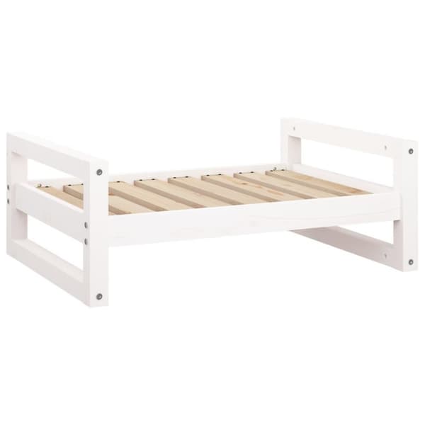 vidaXL hundeseng 75,5x55,5x28 cm massivt fyrretræ hvid