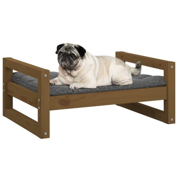vidaXL hundeseng 65,5x50,5x28 cm massivt fyrretræ gyldenbrun