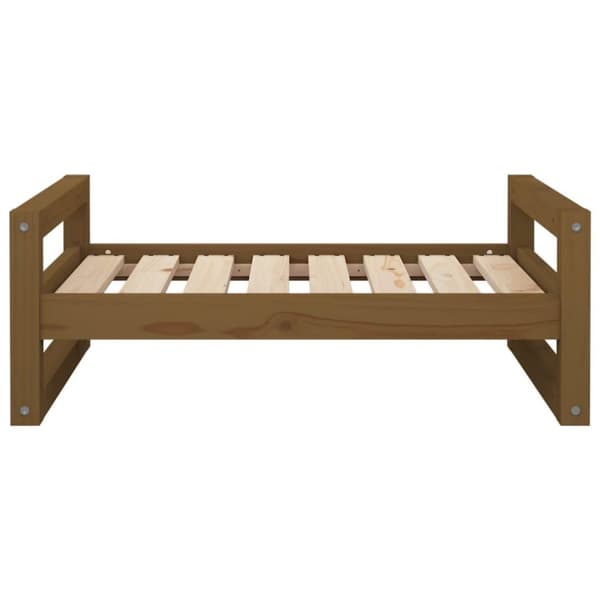 vidaXL hundeseng 75,5x55,5x28 cm massivt fyrretræ gyldenbrun
