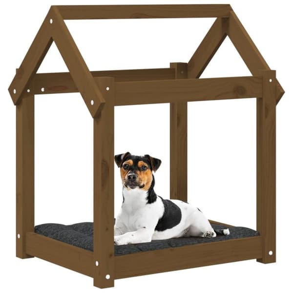 vidaXL hundeseng 61x50x70 cm massivt fyrretræ gyldenbrun
